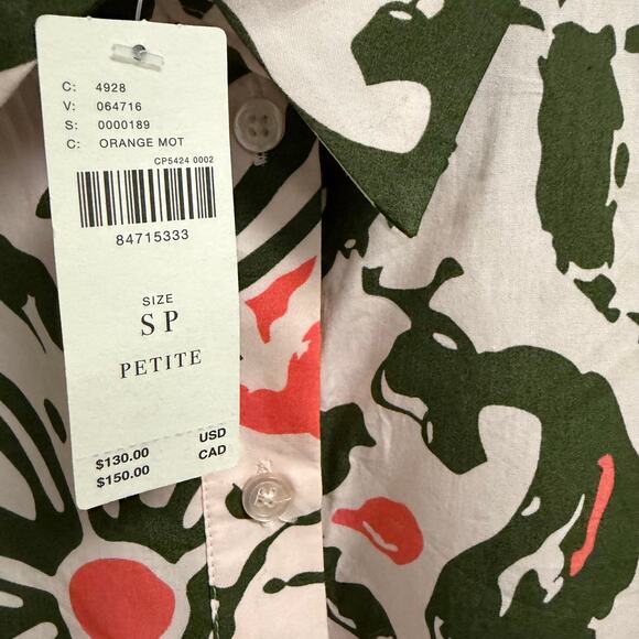 NWT Anthropologie Maeve Bettina Tiered Mini Shirt Dress Pink Green Petite Small - Picture 6 of 8